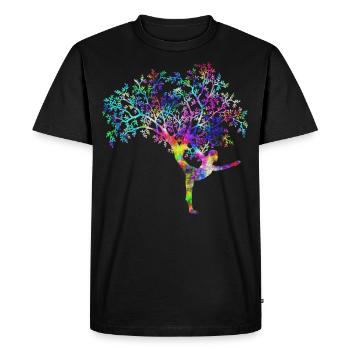 Yoga femme arbre psychédélique - T-shirt Premium bio Homme - noir - Devant - Nico (187cm)