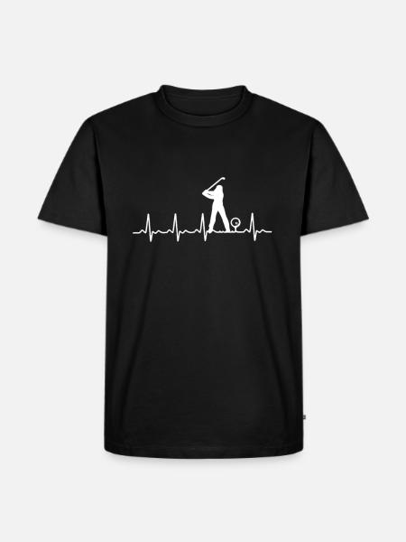 Golfer Herzschlag - Männer Premium Bio T-Shirt - Schwarz