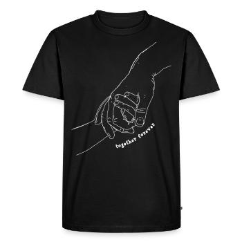 Maman / papa enfant se tiennent la main - ensemble pour toujours 😍 - T-shirt Premium bio Homme - noir - Devant - Nico (187cm)