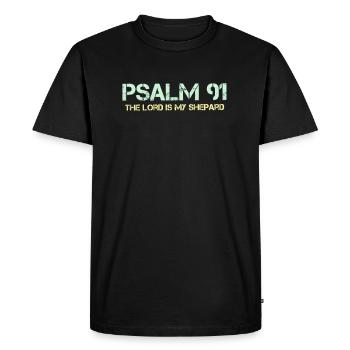 Paroles chrétiennes Le Seigneur est mon Psaume du Pasteur - T-shirt Premium bio Homme - noir - Devant - Nico (187cm)