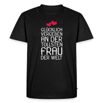 Glücklich vergeben - Männer Premium Bio T-Shirt - Schwarz - Vorne - Nico (187cm)
