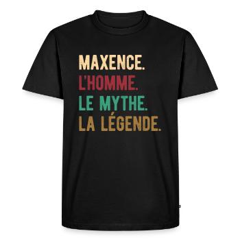 MAXENCE L'HOMME LE MYTHE LA LÉGENDE - T-shirt Premium bio Homme - noir - Devant - Nico (187cm)