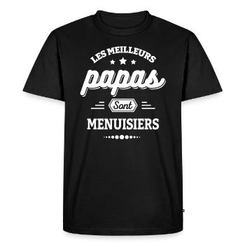 LES MEILLEURS PAPAS SONT MENUISIERS - T-shirt Premium bio Homme - noir - Devant - Nico (187cm)