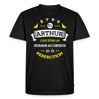 ARTHUR PARFAIT - NOM ARTHUR - T-shirt Premium bio Homme - noir - Devant - Nico (187cm)