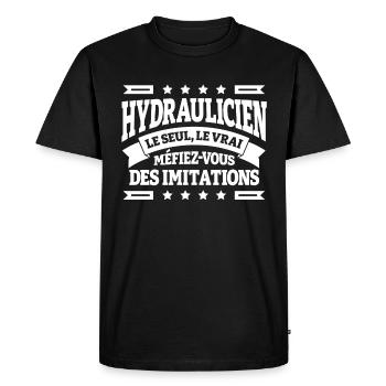 HYDRAULICIEN LE SEUL LE VRAI - T-shirt Premium bio Homme - noir - Devant - Nico (187cm)