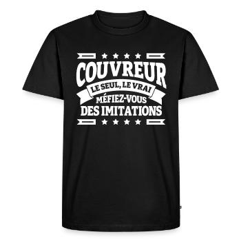 COUVREUR LE SEUL LE VRAI - T-shirt Premium bio Homme - noir - Devant - Nico (187cm)