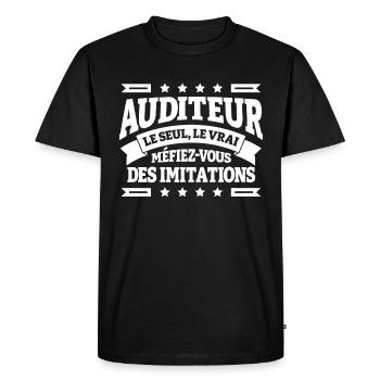 AUDITEUR LE SEUL LE VRAI - T-shirt Premium bio Homme - noir - Devant - Nico (187cm)