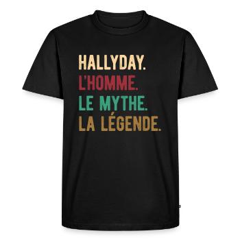HALLYDAY L'HOMME LE MYTHE LA LÉGENDE - T-shirt Premium bio Homme - noir - Devant - Nico (187cm)