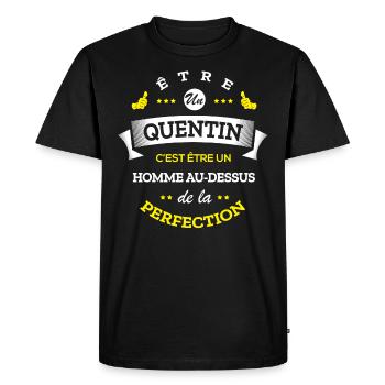 QUENTIN PARFAIT - NOM QUENTIN - T-shirt Premium bio Homme - noir - Devant - Nico (187cm)