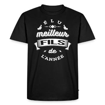 ÉLU MEILLEUR FILS DE L'ANNÉE - T-shirt Premium bio Homme - noir - Devant - Nico (187cm)