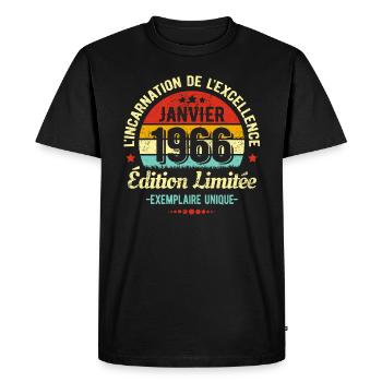 MILLÉSIME JANVIER 1966 ÉDITION LIMITÉE - T-shirt Premium bio Homme - noir - Devant - Nico (187cm)