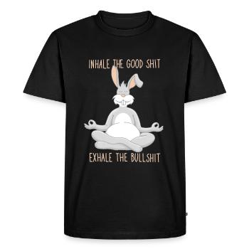 Inspirez de la bonne merde, expirez des conneries, Rabbit Yoga - T-shirt Premium bio Homme - noir - Devant - Nico (187cm)