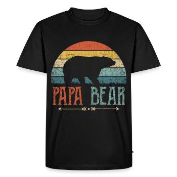 Papa ours père homme cadeau parents couples messieurs - T-shirt Premium bio Homme - noir - Devant - Nico (187cm)