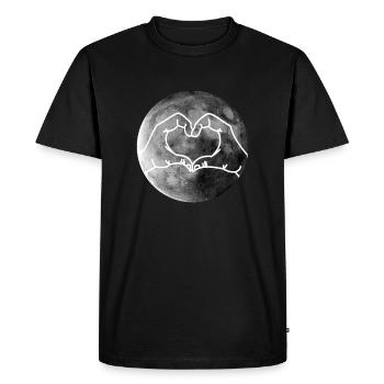La lune coeur Amour Saint Valentin - T-shirt Premium bio Homme - noir - Devant - Nico (187cm)