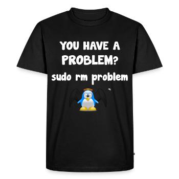 Linux sudo rm Problem Programmer Saying - Men's Premium Organic T-Shirt - black - Front - Nico (187cm)