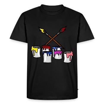 Brush Paint Painter Artist Workspace Job - Men's Premium Organic T-Shirt - black - Front - Nico (187cm)