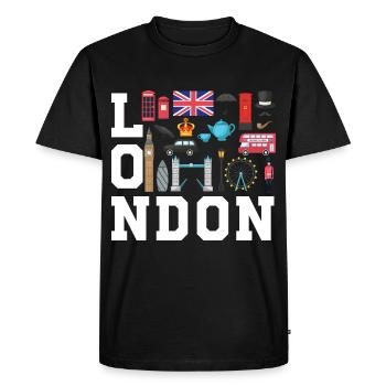 Londres Angleterre Royaume-Uni Grande-Bretagne - T-shirt Premium bio Homme - noir - Devant - Nico (187cm)