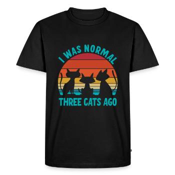 Devant trois chats, j’étais normal - T-shirt Premium bio Homme - noir - Devant - Nico (187cm)