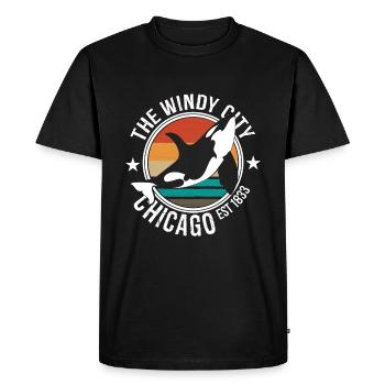Chicago - Men's Premium Organic T-Shirt - black - Front - Nico (187cm)