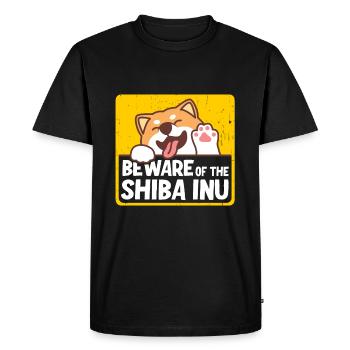 Beware of the Shiba Inu - Men's Premium Organic T-Shirt - black - Front - Nico (187cm)
