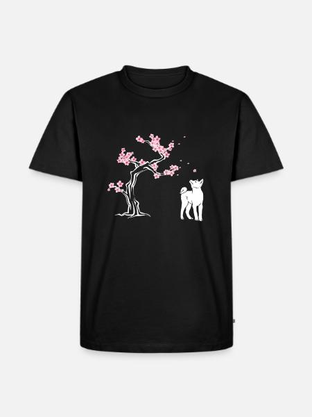 Shiba Inu Japanese Cherry Blossom Sakura - Men's Premium Organic T-Shirt - black