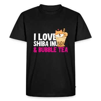 I Love Shiba Inu and Bubble Tea - Men's Premium Organic T-Shirt - black - Front - Nico (187cm)
