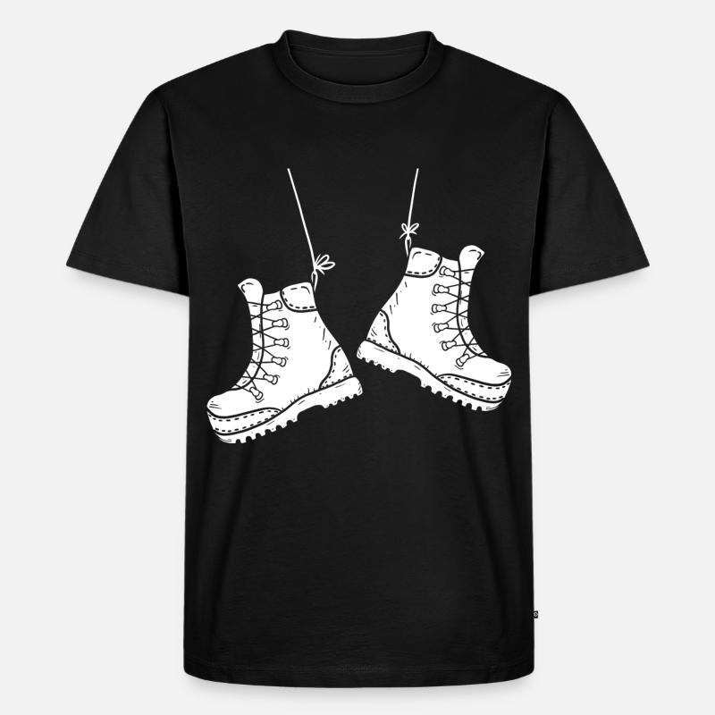 Wanderstiefel Wandern Camping Abenteuer Trekking - Männer Premium Bio T-Shirt - Schwarz