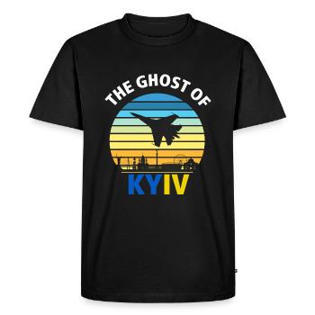 Je me tiens avec l’Ukraine , Le fantôme de Kiev - T-shirt Premium bio Homme - noir - Devant - Nico (187cm)