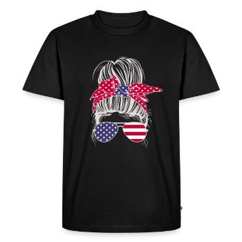 Messy Bun USA - Men's Premium Organic T-Shirt - black - Front - Nico (187cm)