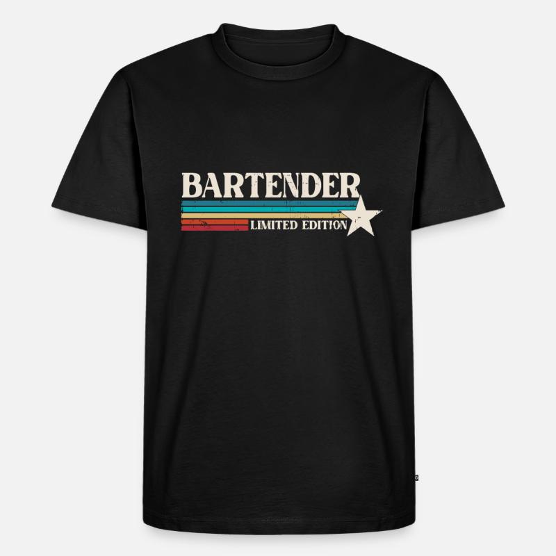 Bartender Retro - Männer Premium Bio T-Shirt - Schwarz
