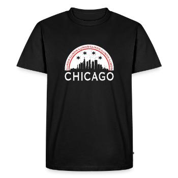 Chicago - Men's Premium Organic T-Shirt - black - Front - Nico (187cm)