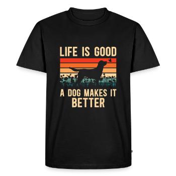 La vie est bonne Un chien le rend meilleur - T-shirt Premium bio Homme - noir - Devant - Nico (187cm)