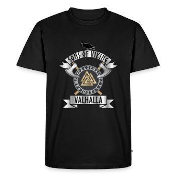 Sons of Viking Valhalla Valknut Ax Runes Odin - Men's Premium Organic T-Shirt - black - Front - Nico (187cm)