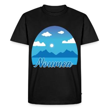 Noumea Dream Holiday in Blue - Men's Premium Organic T-Shirt - black - Front - Nico (187cm)