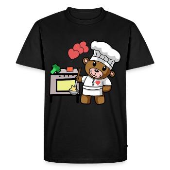 Ours en peluche Chef Cuisine Arts culinaires Restaurant Cuisine - T-shirt Premium bio Homme - noir - Devant - Nico (187cm)