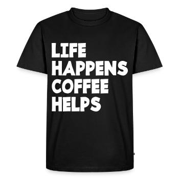 Le café vivant aide la caféine fatiguée - T-shirt Premium bio Homme - noir - Devant - Nico (187cm)