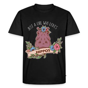 Juste une fille qui aime les hippopotames hippopotames - T-shirt Premium bio Homme - noir - Devant - Nico (187cm)