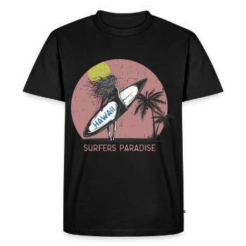 Hawaii Surffers Paradise Surf Girl Sunset Vintage - T-shirt Premium bio Homme - noir - Devant - Nico (187cm)