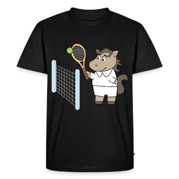 Tennis Filles à cheval - T-shirt Premium bio Homme - noir - Devant - Nico (187cm)