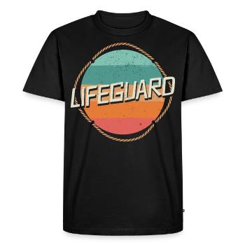 Bouée de sauvetage rétro vintage sauveteur - T-shirt Premium bio Homme - noir - Devant - Nico (187cm)
