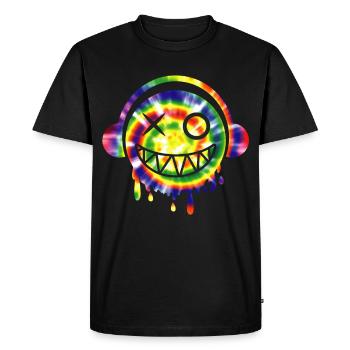 Trippy RaveFace Headphones EDM Techno Festival Wear - Men's Premium Organic T-Shirt - black - Front - Nico (187cm)