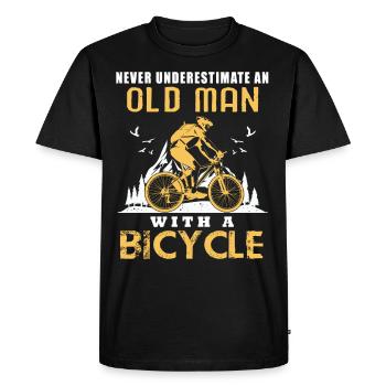 vieil homme vélo retraité vélo de route - T-shirt Premium bio Homme - noir - Devant - Nico (187cm)