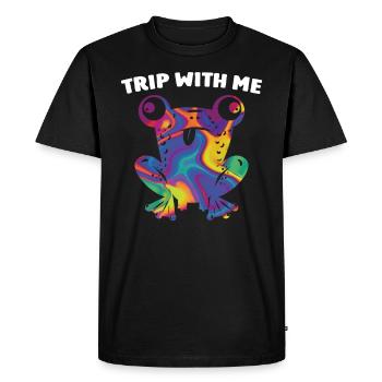 TRIP WITH ME Techno Rave EDM Festival T-Shirt - Men's Premium Organic T-Shirt - black - Front - Nico (187cm)