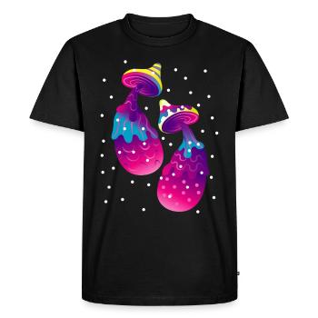 Psytrance Mushrooms Psy Gabber Frenchcore - Men's Premium Organic T-Shirt - black - Front - Nico (187cm)