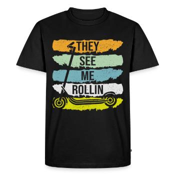 Scooter scooter e-scooter gift retro - Men's Premium Organic T-Shirt - black - Front - Nico (187cm)