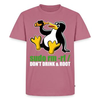 Sudo Rm Root Linux Tux Unix Insider programmer - Men's Premium Organic T-Shirt - mauve - Front - Nico (187cm)