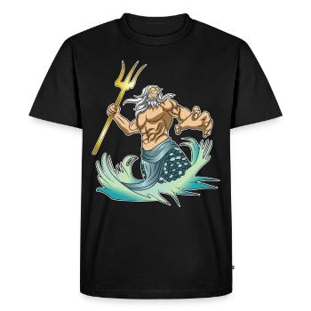 Mythologie grecque grec Poséidon - T-shirt Premium bio Homme - noir - Devant - Nico (187cm)