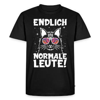 Normale Leute Acid Rave Cat - Männer Premium Bio T-Shirt - Schwarz - Vorne - Nico (187cm)