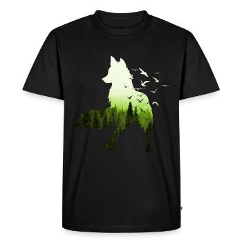 Renard silhouette protection du climat forêt renard - T-shirt Premium bio Homme - noir - Devant - Nico (187cm)