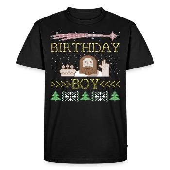 Ugly Christmas Birthday Boy Cadeau de Noël - T-shirt Premium bio Homme - noir - Devant - Nico (187cm)